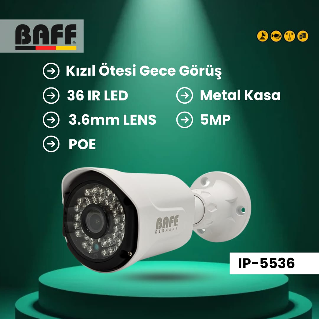 BAFF IP-5536 5MP 36 IR LED Bullet IP Kamera