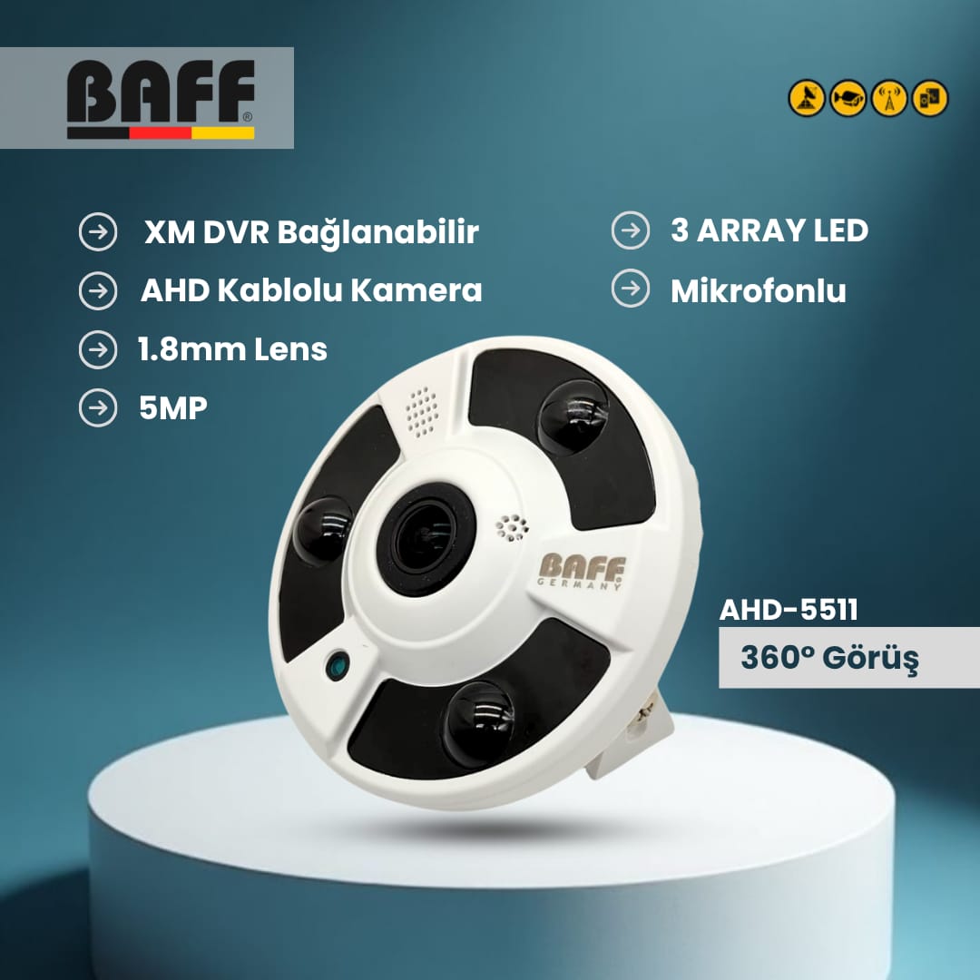 BAFF AHD-5511 5MP 360° Balıkgözü Kamera