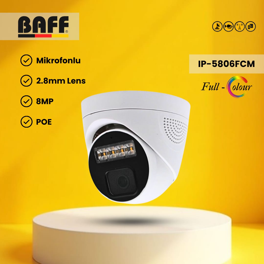 BAFF IP-5806FCM 8MP Full-Colour PoE Dome Kamera