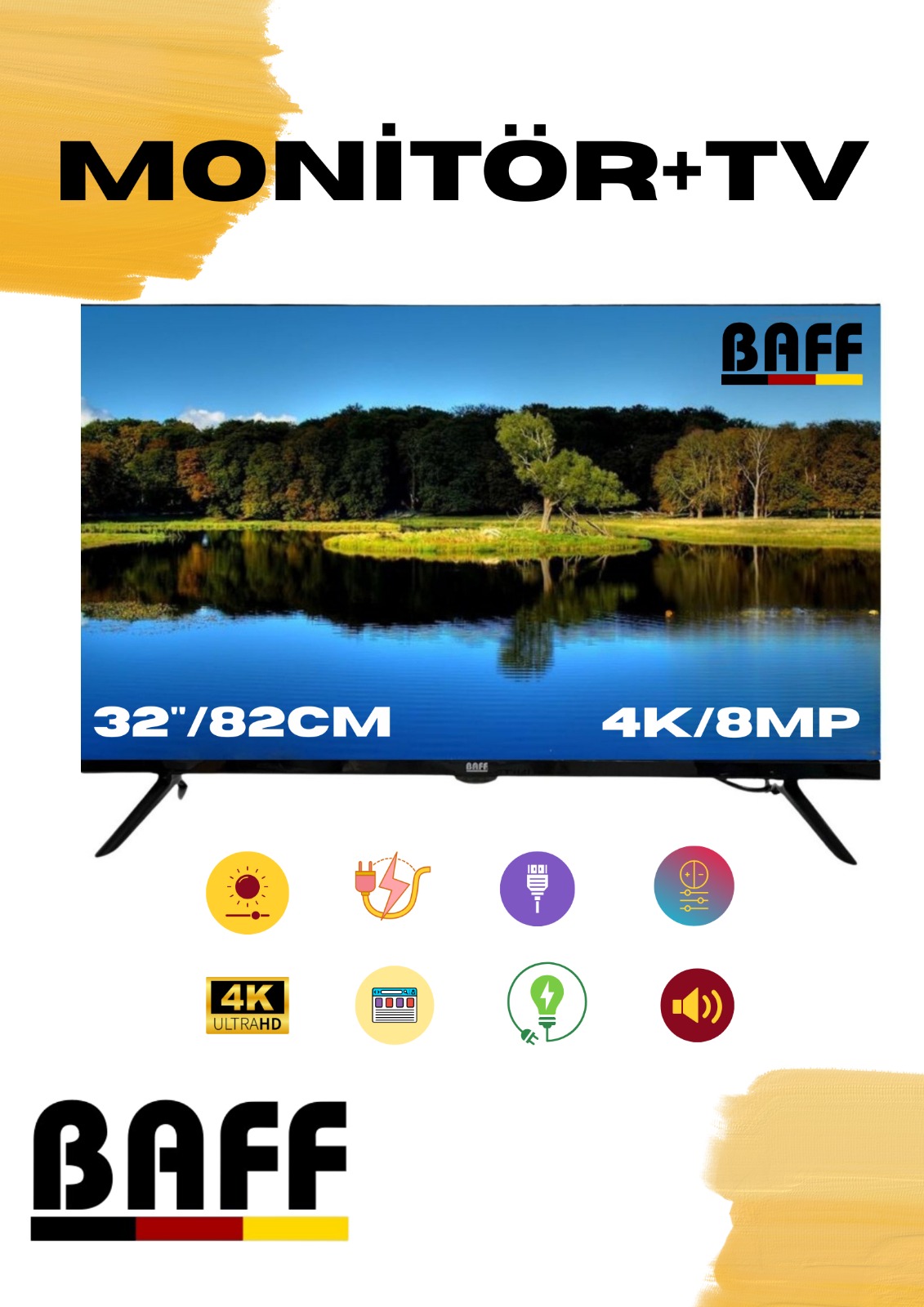 BAFF 32 inç (82cm) 4K/8MP Monitör TV