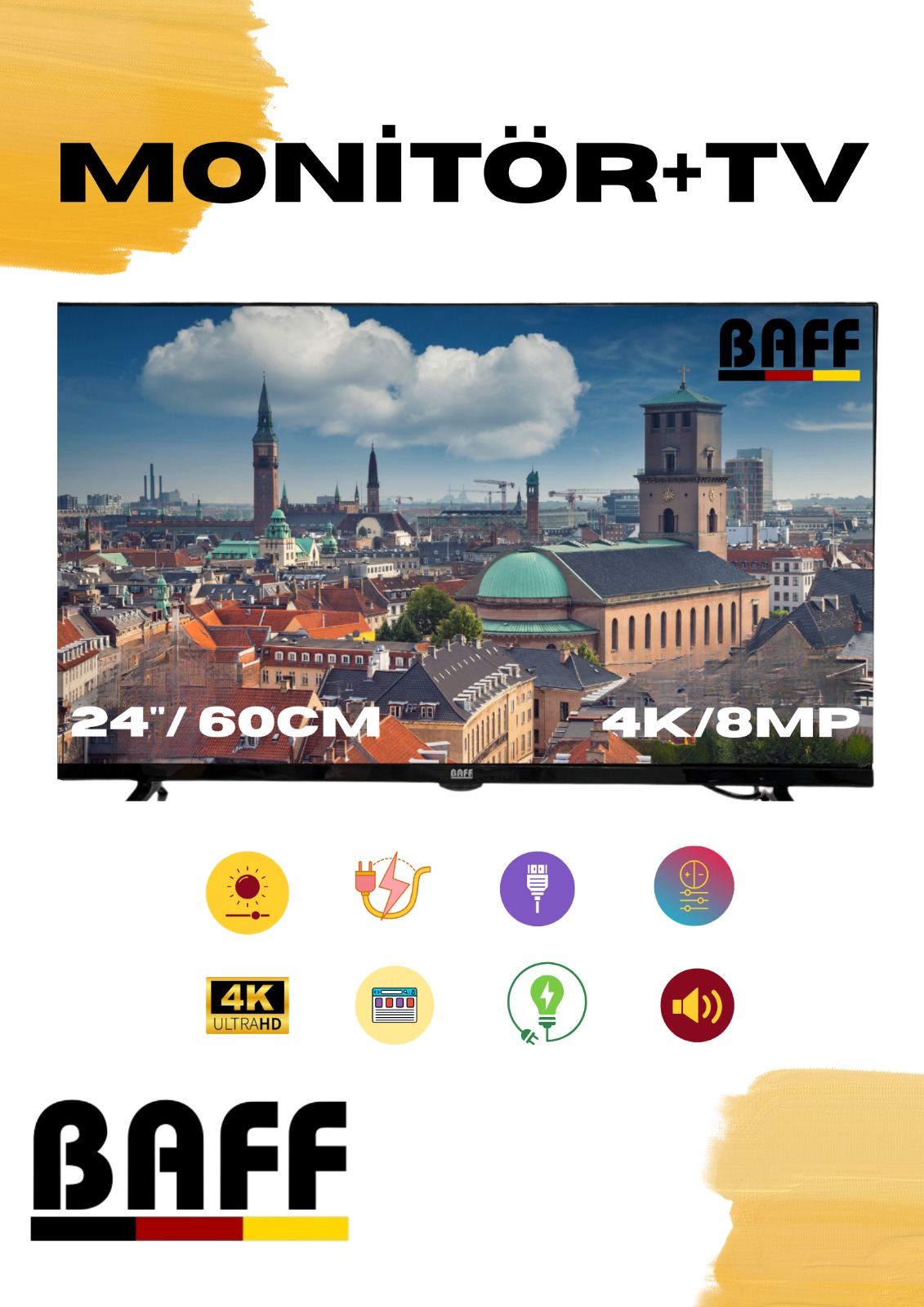 BAFF 24 inç (60cm) 4K/8MP Monitör TV