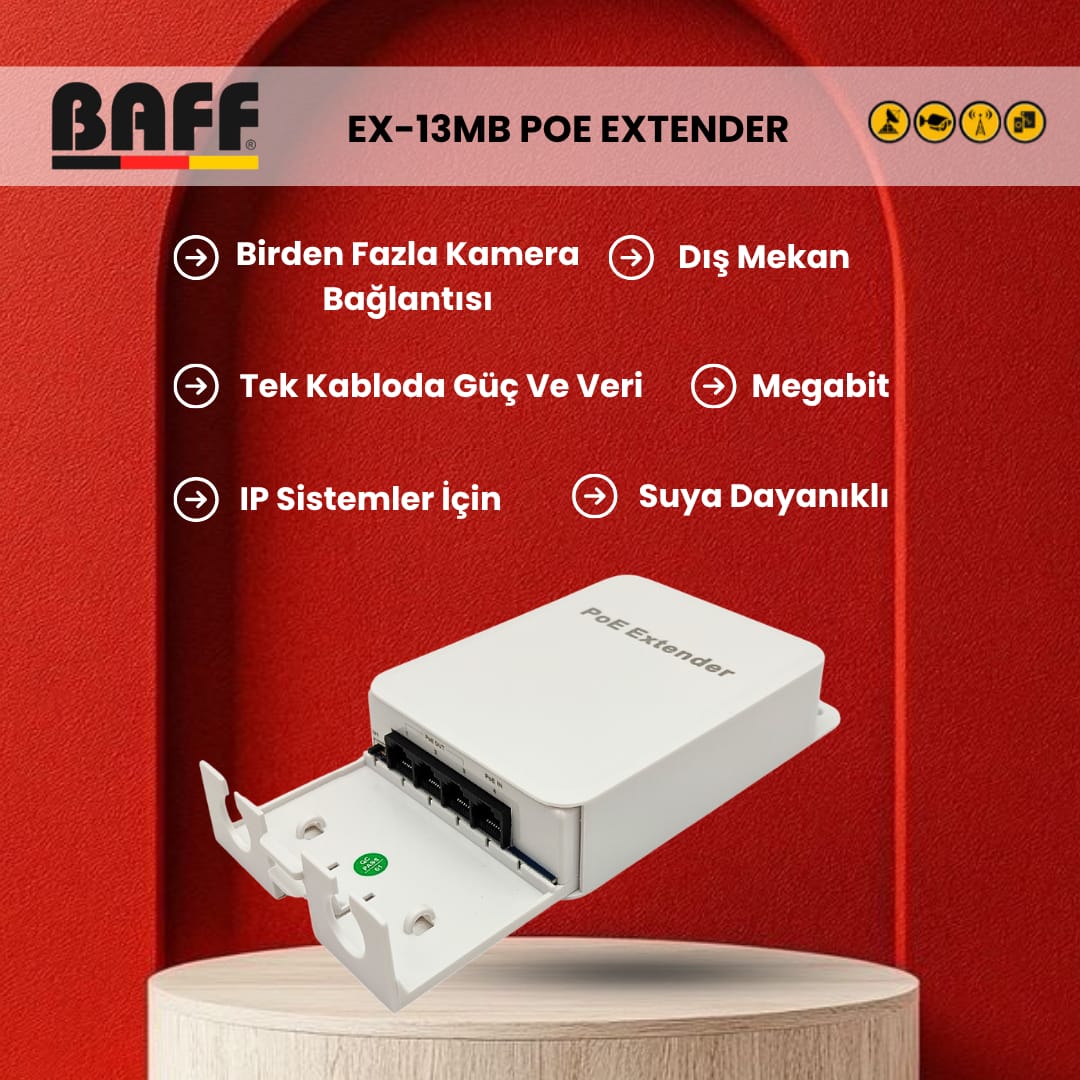 BAFF EX-13MB Dış Mekan Su Geçirmez PoE Extender